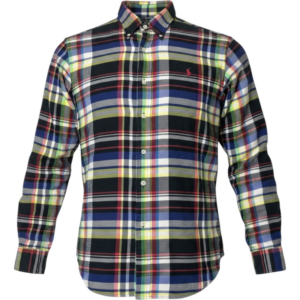 Polo Ralph Lauren Mens Medium Multi Color Plaid Flannel Button Down Shirt Pony